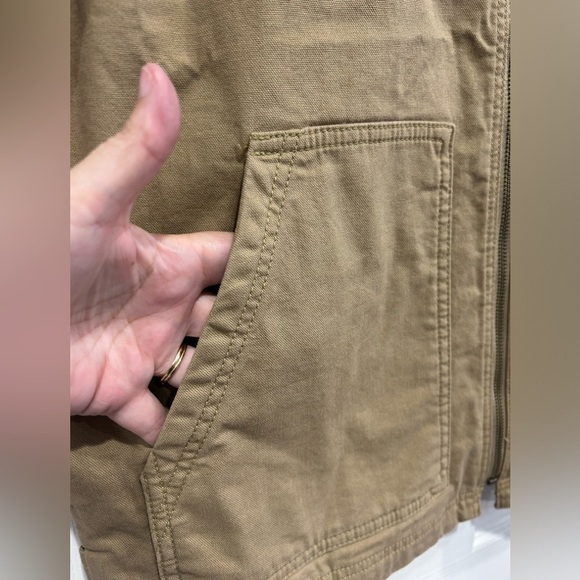 American Eagle AE Men’s Large Workwear Vest Tan Cotton Canvas Rancher Lined NWT - Picture 6 of 14